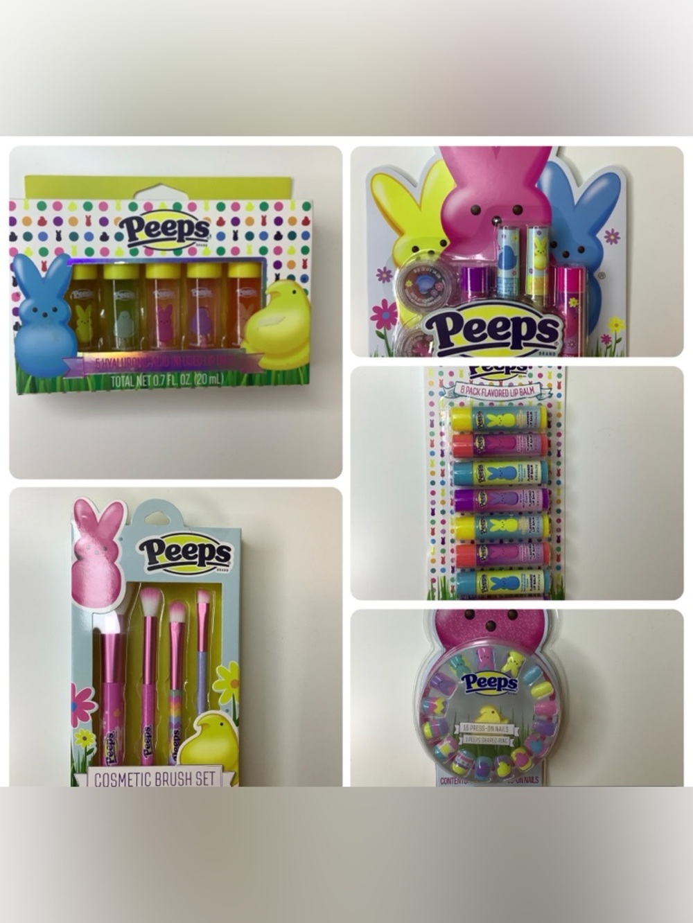 Peeps Cosmetic, Make Up Brushes, Nails & Lip Balm Bundle. New In Box
